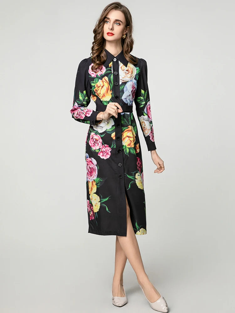 Ava Floral Print  with  Peter Pan Collar  Pencil Dress