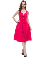 Load image into Gallery viewer, Elise Square Collar Sleeveless Bow Solid Color Elegant  Short Dress