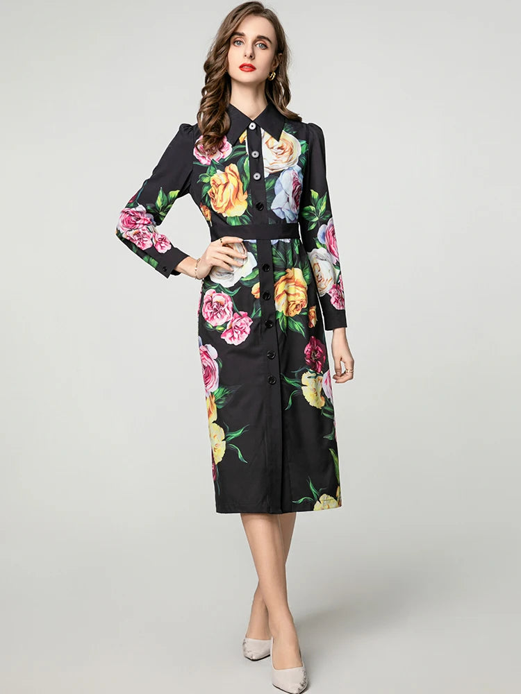 Ava Floral Print  with  Peter Pan Collar  Pencil Dress