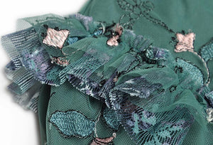 Bay Autumn Cake  Mesh Embroidery Ruffle Vintage Dress