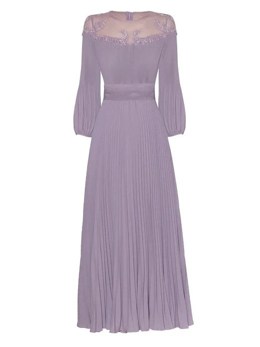 Adalira Elegantes Kleid mit einfarbigem Perlennetz-Design