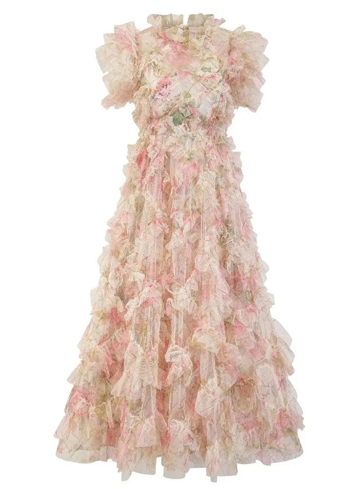Daisy Round Neck High Waist Sleeveless Elegant Dress
