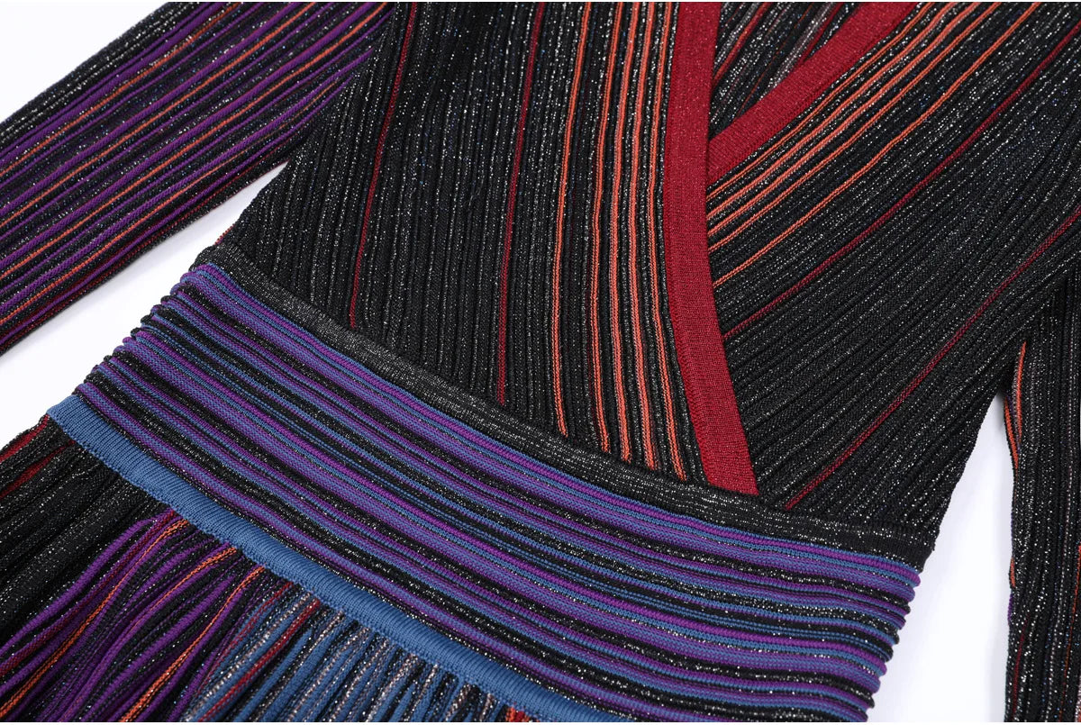 Daphne Rainbow Striped Knitting Dress