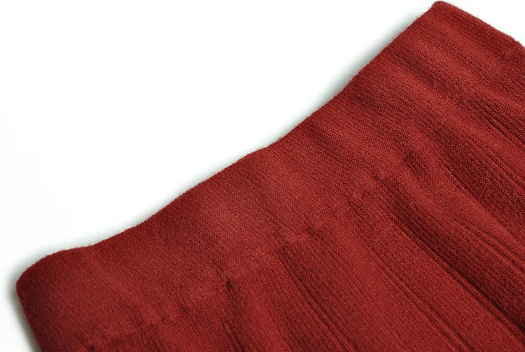 Lani Red Vintage-Rock-Set für Damen, Laternenärmel, hochelastischer schmaler Pullover + langer Rock, 2-teiliges Set