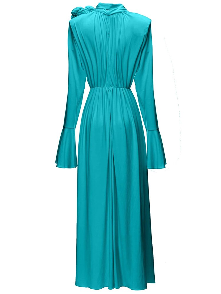 Lorna Frühherbstkleid Damen Kleid mit Schnürung am Kragen und ausgestellten Ärmeln und Applikationen