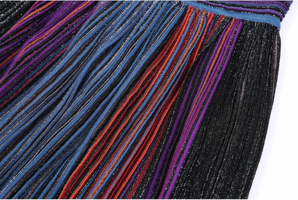 Daphne Rainbow Striped Knitting Dress