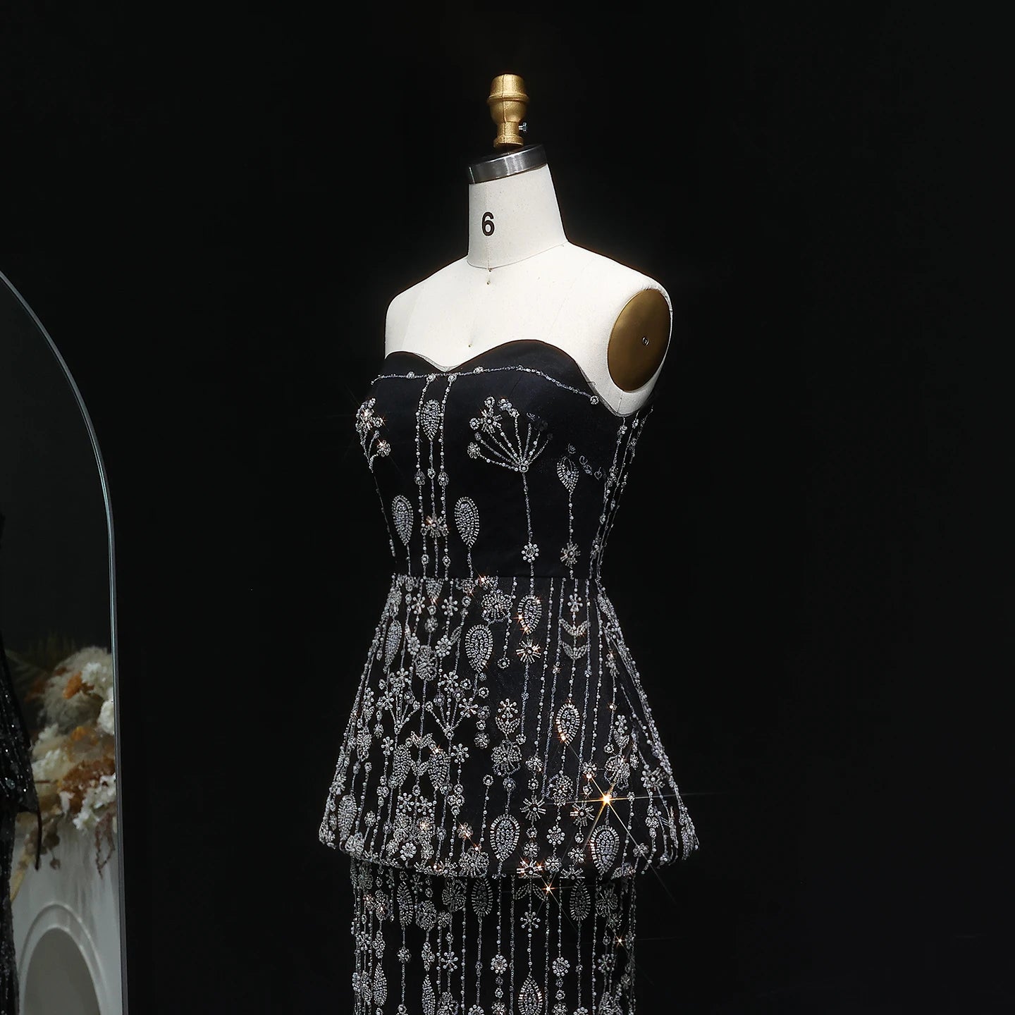 Luanne Elegant Beaded Black 2 Pieces Sweetheart Evening Gown