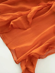Devyn O-Neck Lantern Sleeve Folds Ruffle Dress