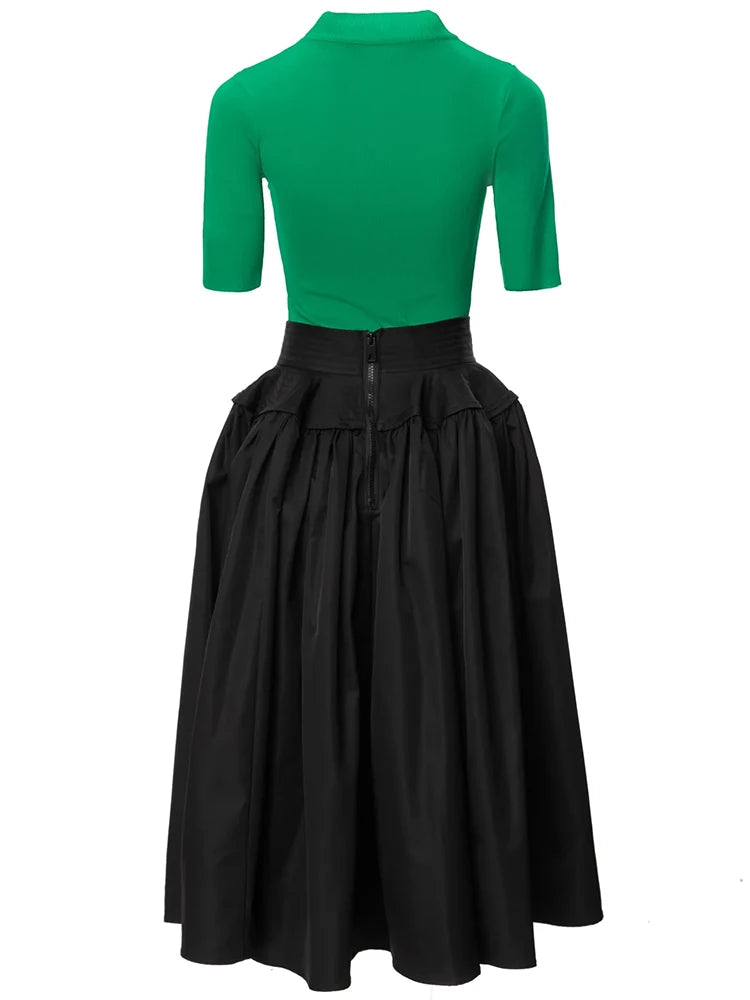 Gabriela O-Neck Short Sleeve knit Tops + High waiste Skirt Office Lady 2-Piece Set