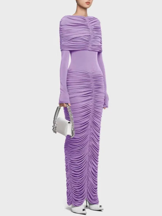 Alissa Pleated Long Sleeve Dress