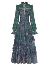Load image into Gallery viewer, Bay Autumn Cake  Mesh Embroidery Ruffle Vintage Dress