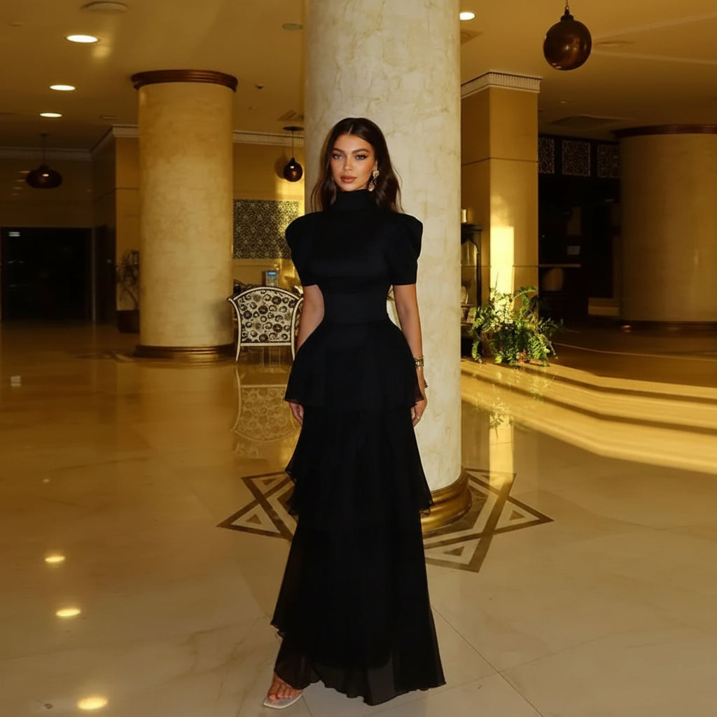 Kylie Chiffon Tulle Pleat Evening Dress Customized Woman Party Dress Ankle Length Formal Gown