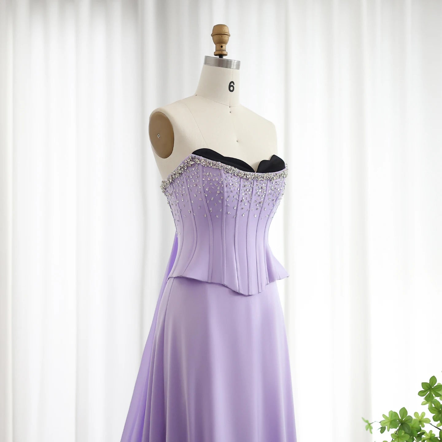 Lilac Two Pieces  Scalloped Corset Luxury Evening Dress