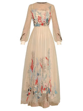 Load image into Gallery viewer, Aila O-Neck Lantern Sleeve Floral Embroidery Elegant Party Mesh Dress