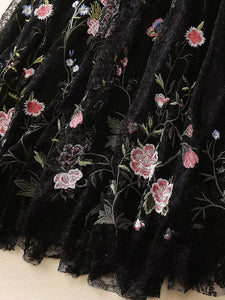 Beryl O-Neck Lantern Sleeve Sequins Lace Long Dress