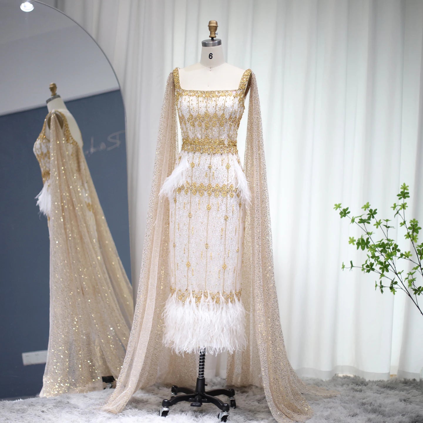 Cyrelle Mermaid Evening Dress with Cape