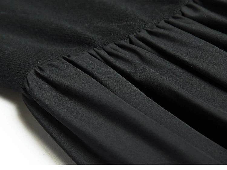 Keely O Neck Long Sleeve High Elastic Knitting Slim A-LINE Long Dress