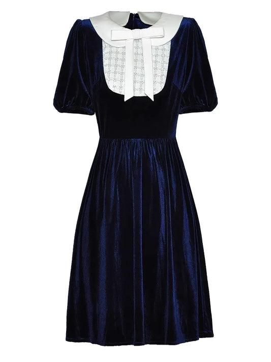 Aitana O-Neck Short Sleeve Belt Sequins Vintage Party Dress