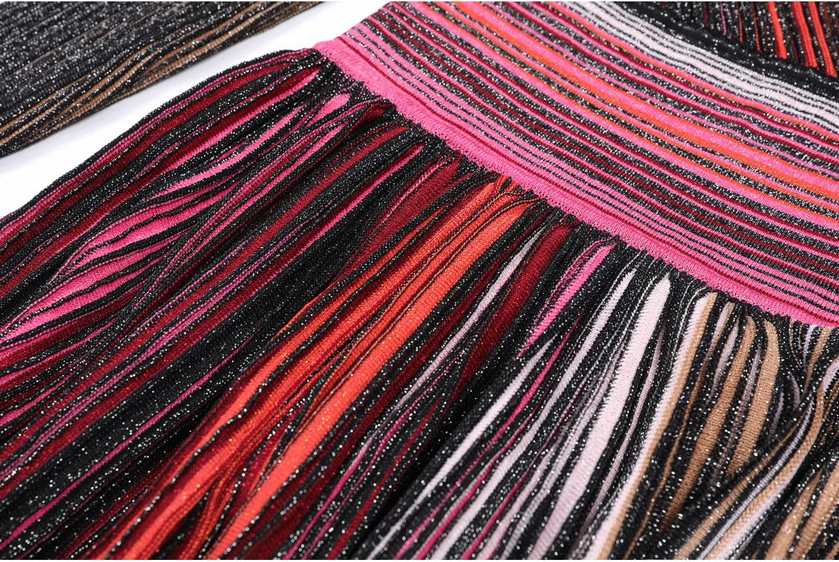Daphne Rainbow Striped Knitting Dress