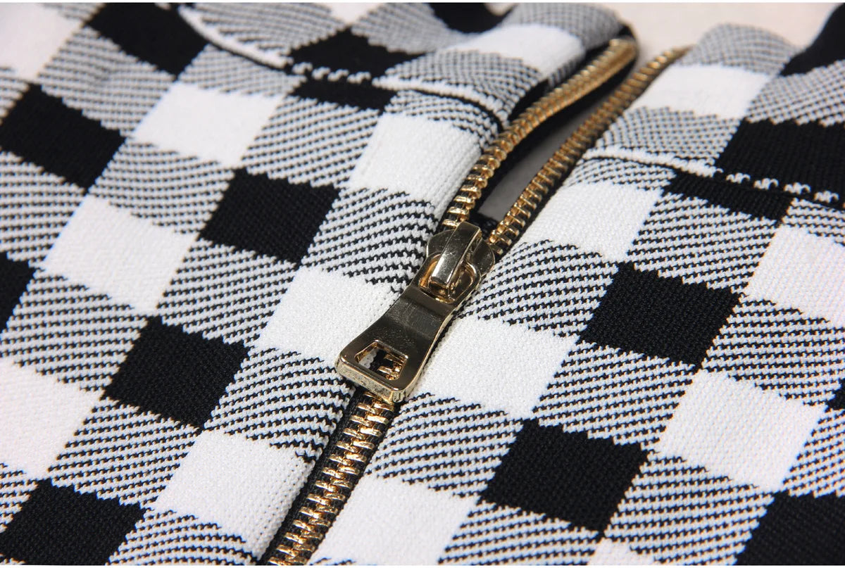 Jessy Plaid Knitting Sweater Dress