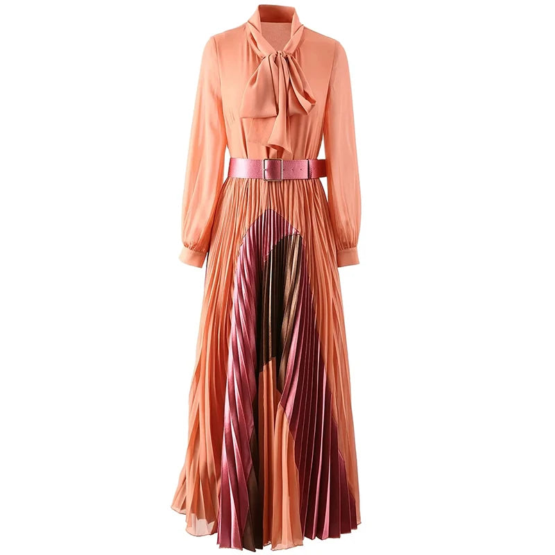 Averi High Waist Shirt Pleated Dress CORAL RED / S Averi High Waist Shirt Pleated Dress CORAL RED / S