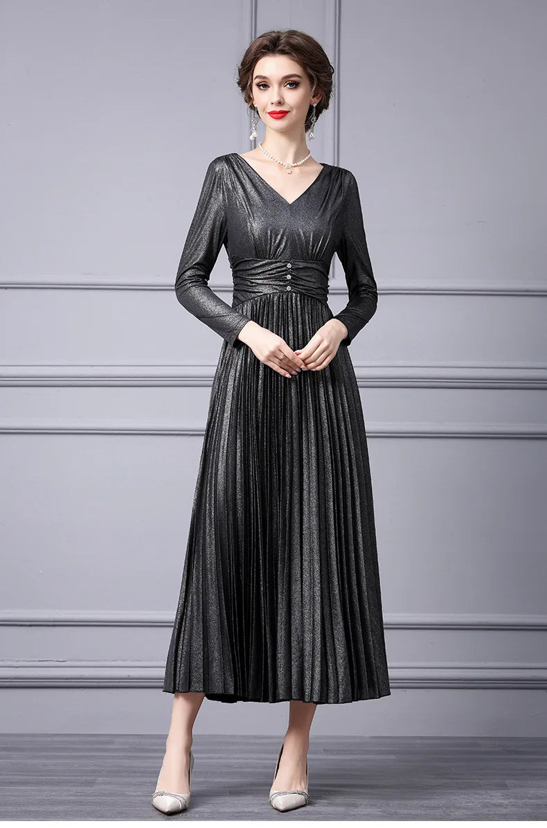 Delphi Minimalist Long Sleeve Belt Design Elegant Dress