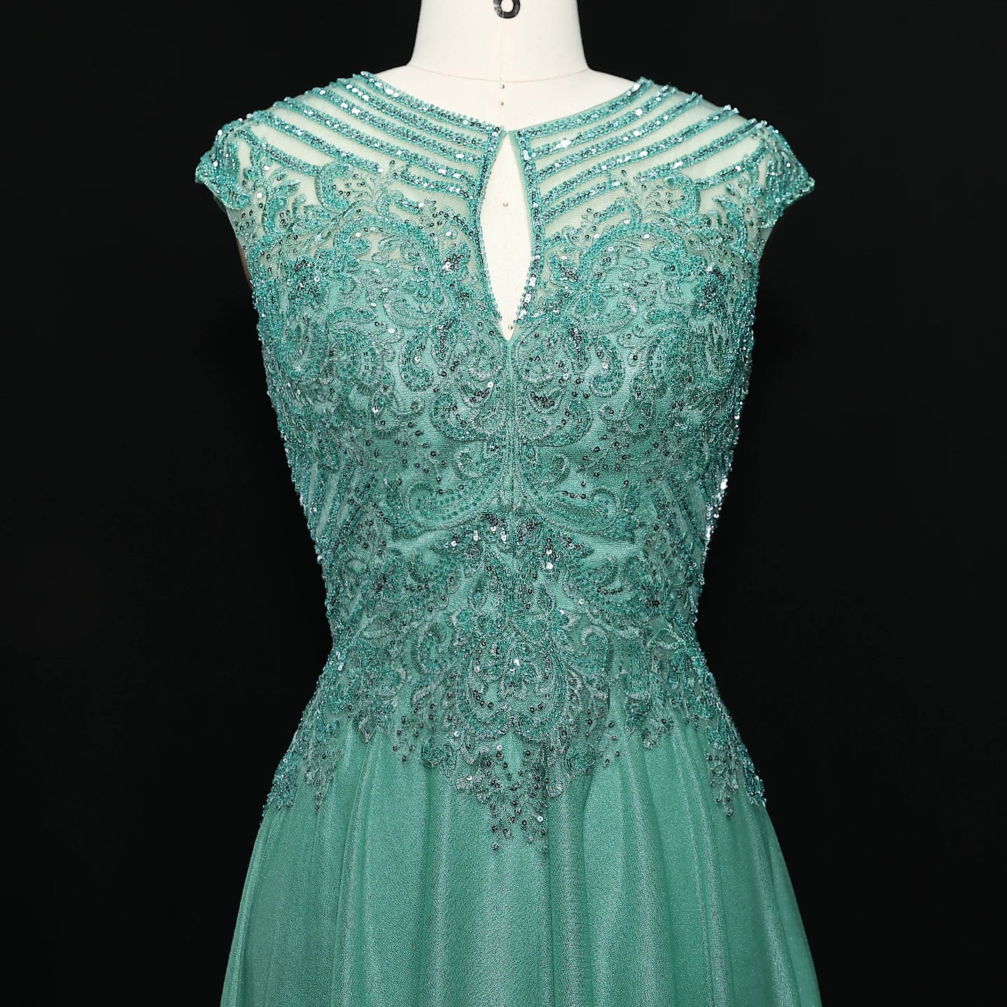 Emery Green Scoop Neck A-Line Prom Dress