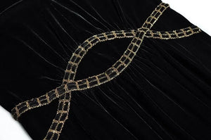 Romina V-Neck Long Sleeve Chain Solid Color Elegant Party Midi Dress
