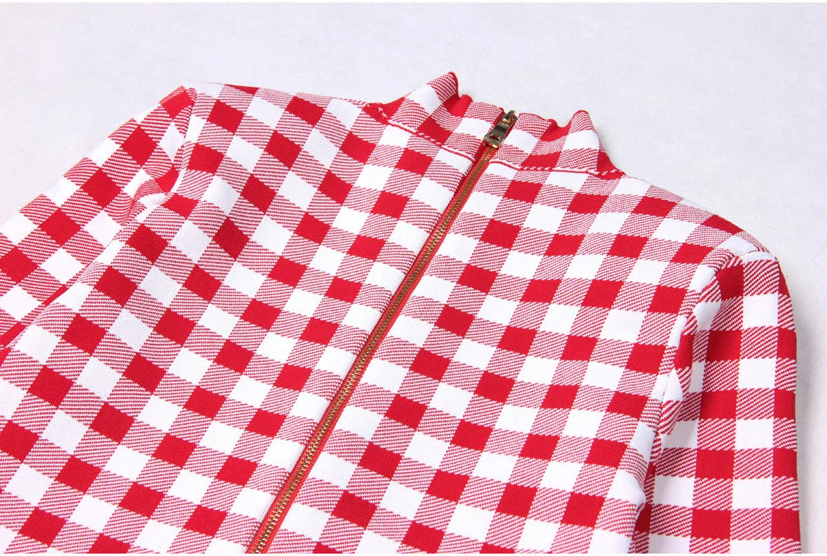 Jessy Plaid Knitting Sweater Dress