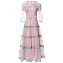Load image into Gallery viewer, Zosia O-Neck Half Sleeve Belt Flowers Vintage Long Dress