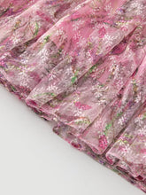 Load image into Gallery viewer, Allison Mesh Long Sleeve Belt Ruffle Vintage Print Long Dress