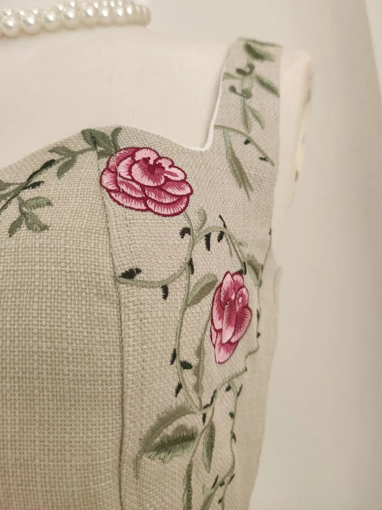 Annais French Elegant Flower Embroidery Sling Dress