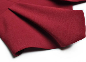 Mae Red Suit Women Belt Crystal Brooch Asymmetric Jacket+Pleated Skirt Office Lady Two-Piece Set