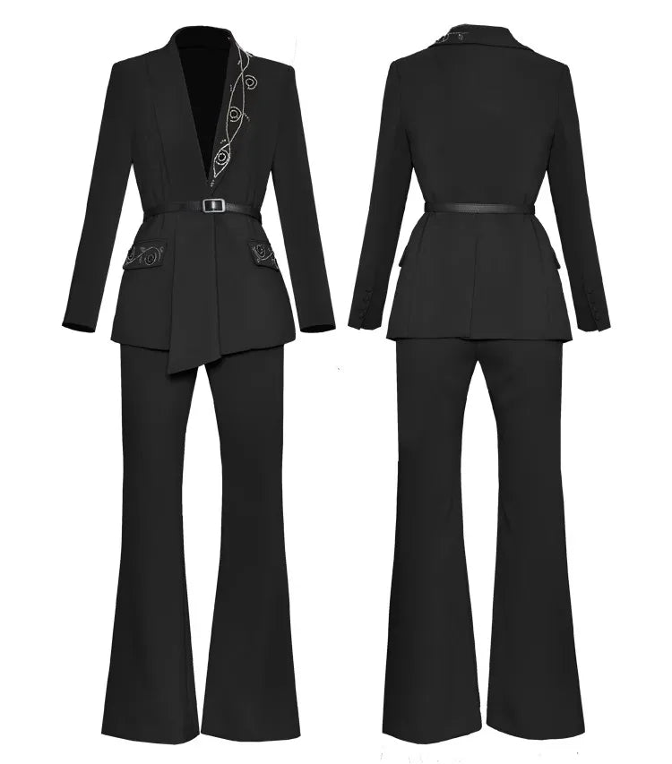 Kerrie Blazer Top + Flare Pant  2 Piece Set