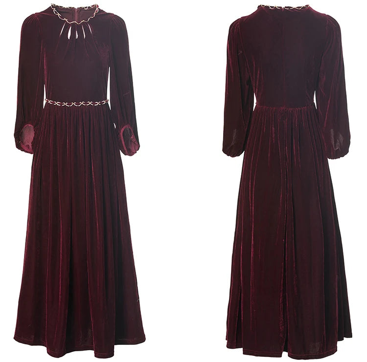 Fallon  Sleeve Chain Vintage Party Velvet Dress