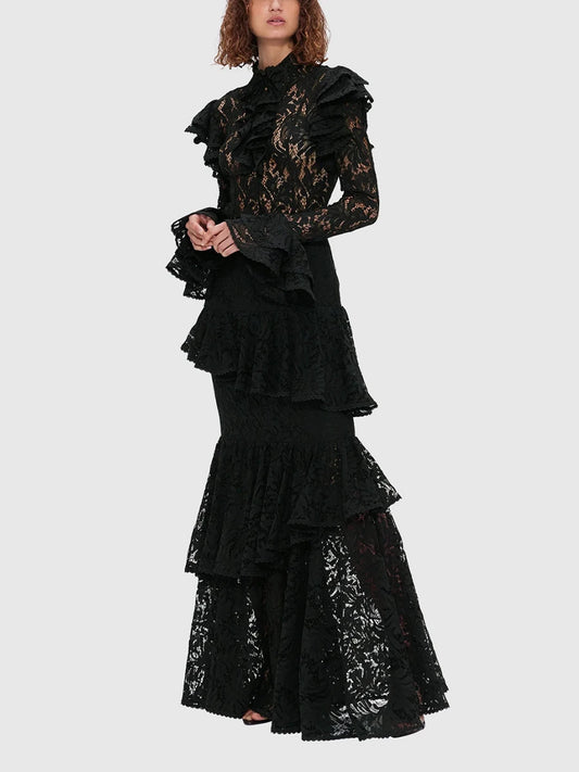 Anne Solid Spliced Lace Up Two Piece Set