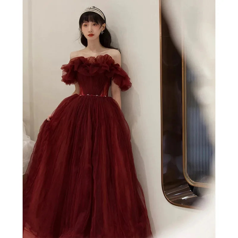 Evelyn Gowns for Women Elegant Party Prom Gown Graduation Womens Occasion Slender Waist Quinceanera Pengpeng Wedding Dresses