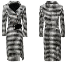 Load image into Gallery viewer, Ryan Plaid Tweed Suit Long Sleeve Double Breasted Short Coat + Pencil Skirt Office Lady 2 Pieces Set