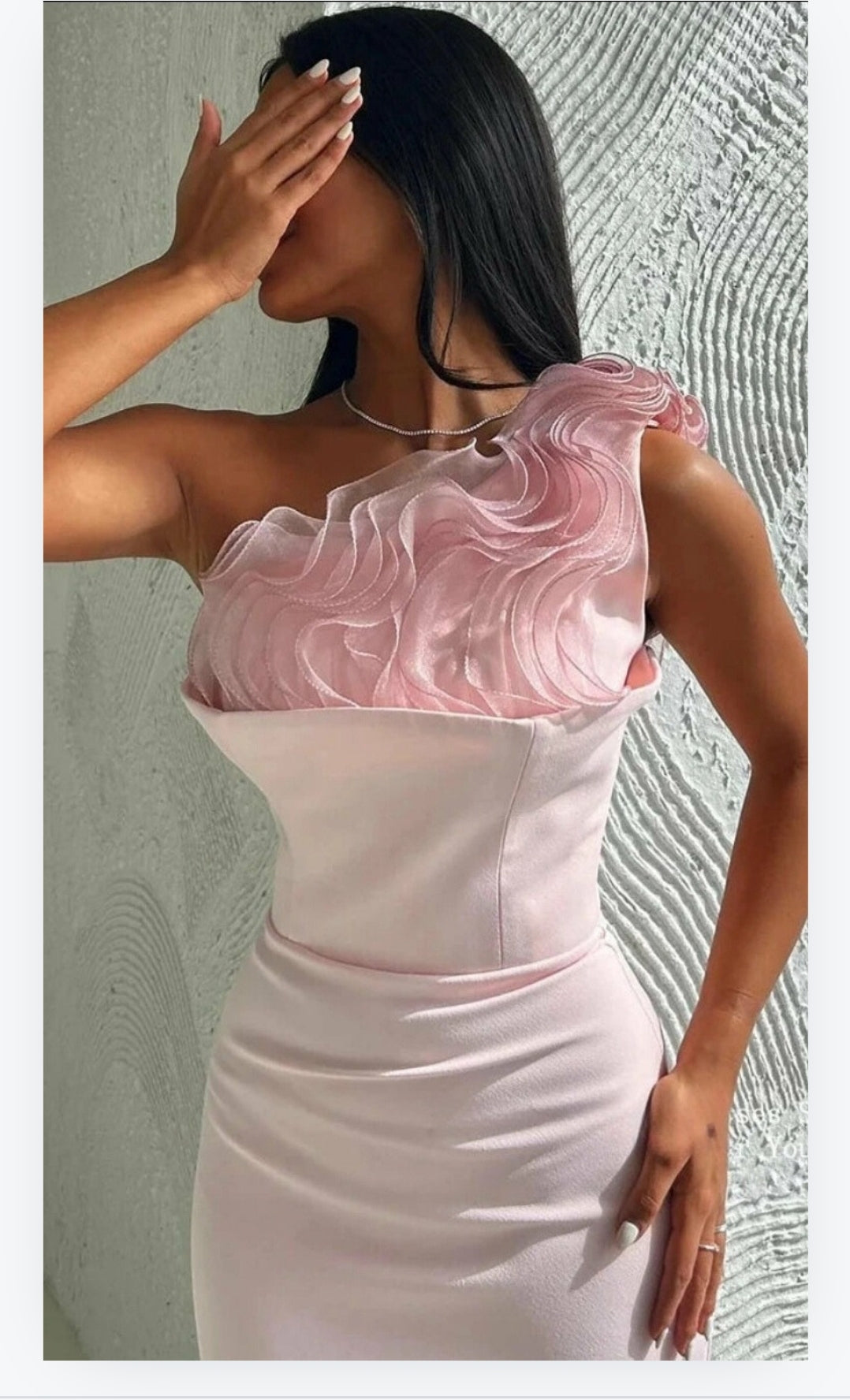 Vanilla Vogue Aria Pink Crepe  Strapless  Dress