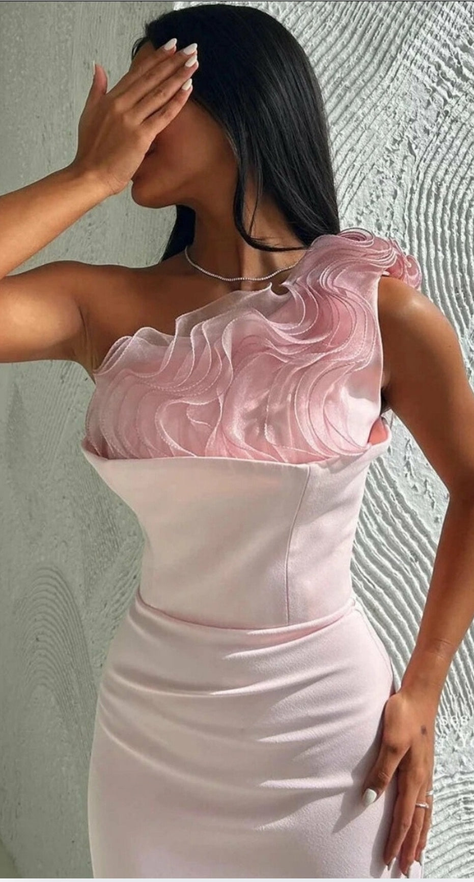 Vanilla Vogue Aria Pink Crepe  Strapless  Dress