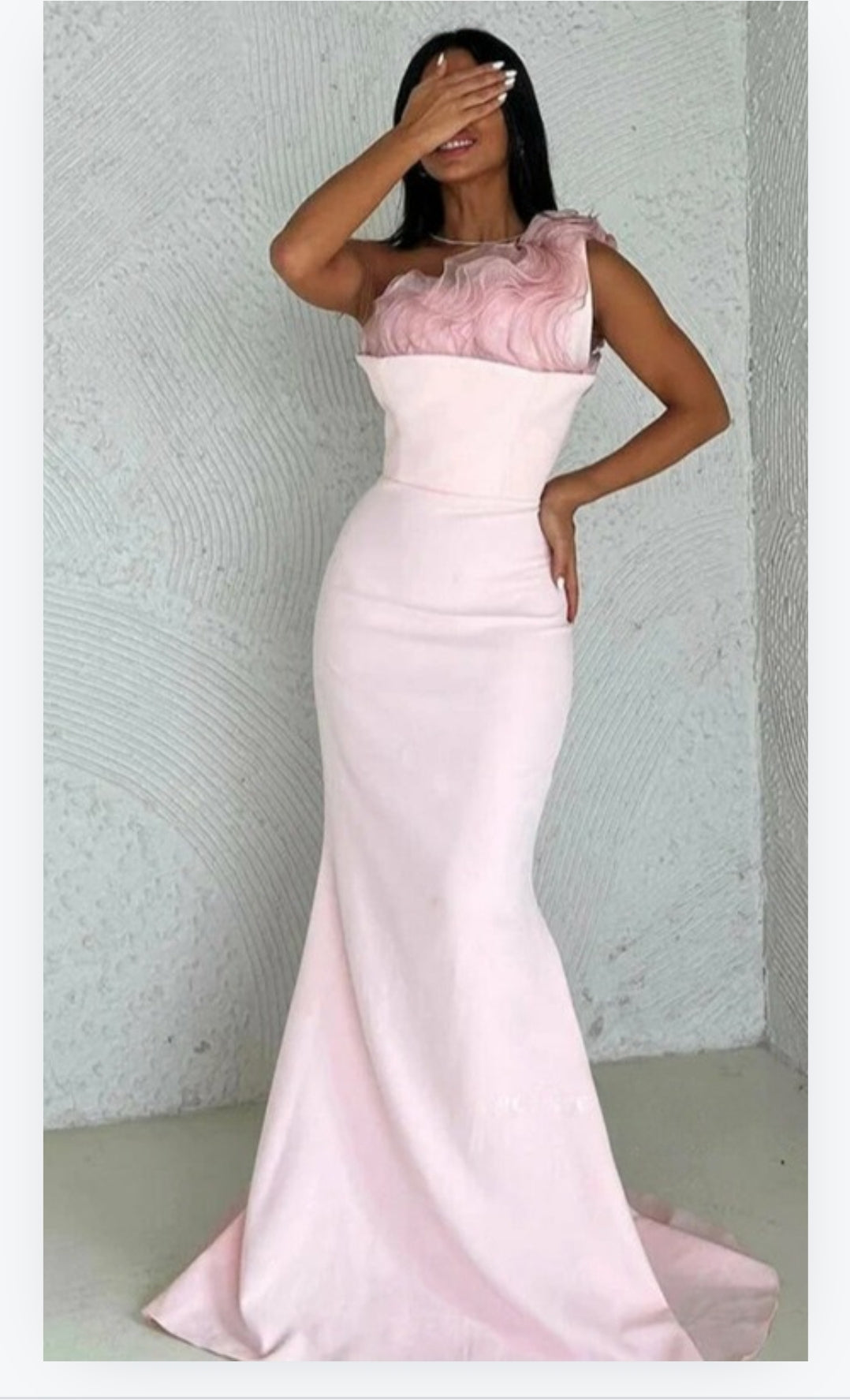 Vanilla Vogue Aria Pink Crepe  Strapless  Dress