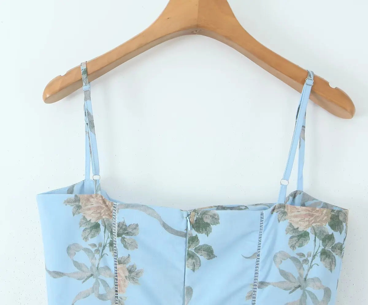 Mya Sexy Spaghetti Straps Floral Print Dress