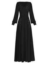 Load image into Gallery viewer, Elia Maxi Dress Women V-Neck Lantern Sleeve Beading Appliques Folds Elegant Party Slit Long Dress
