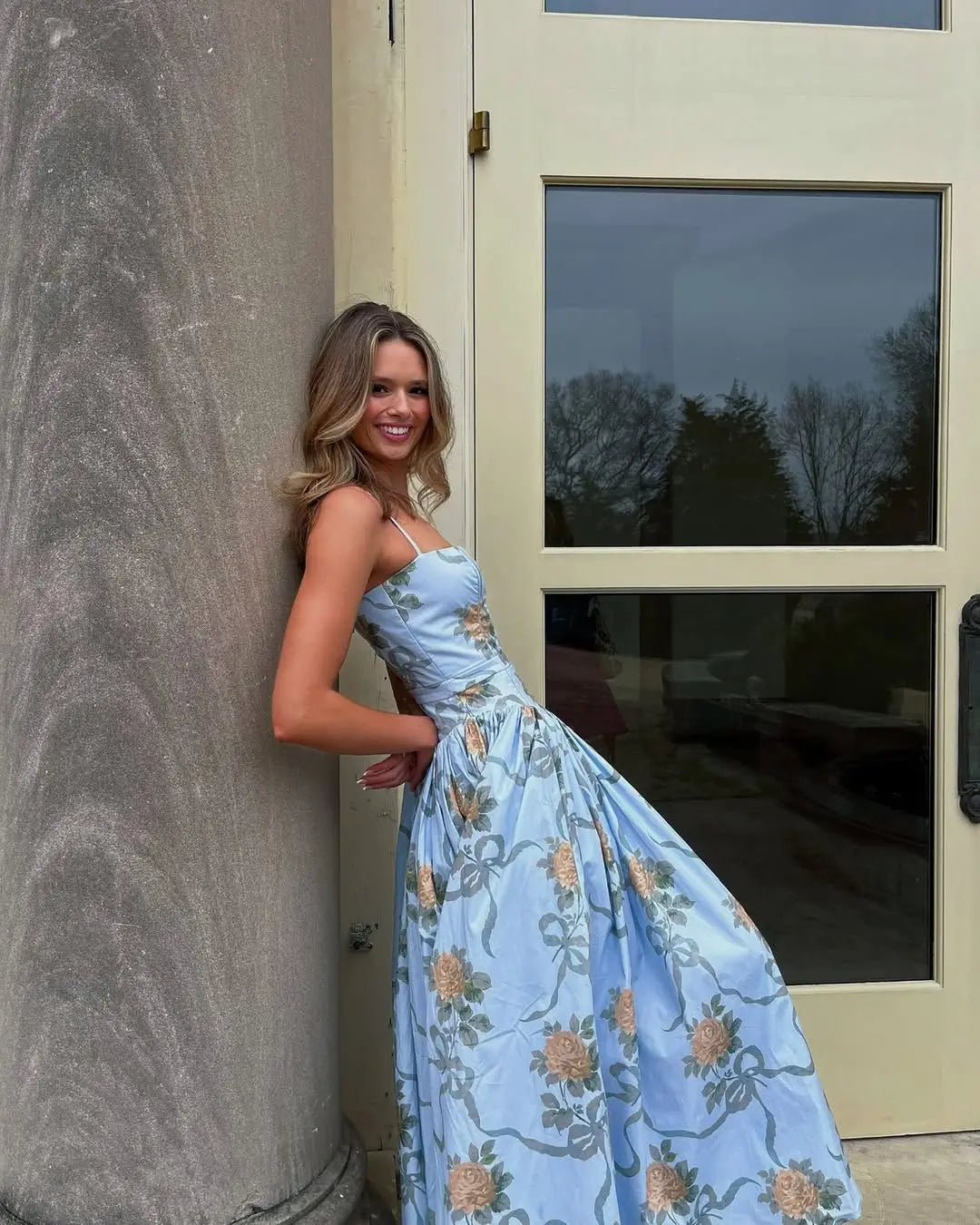 Mya Sexy Spaghetti Straps Floral Print Dress