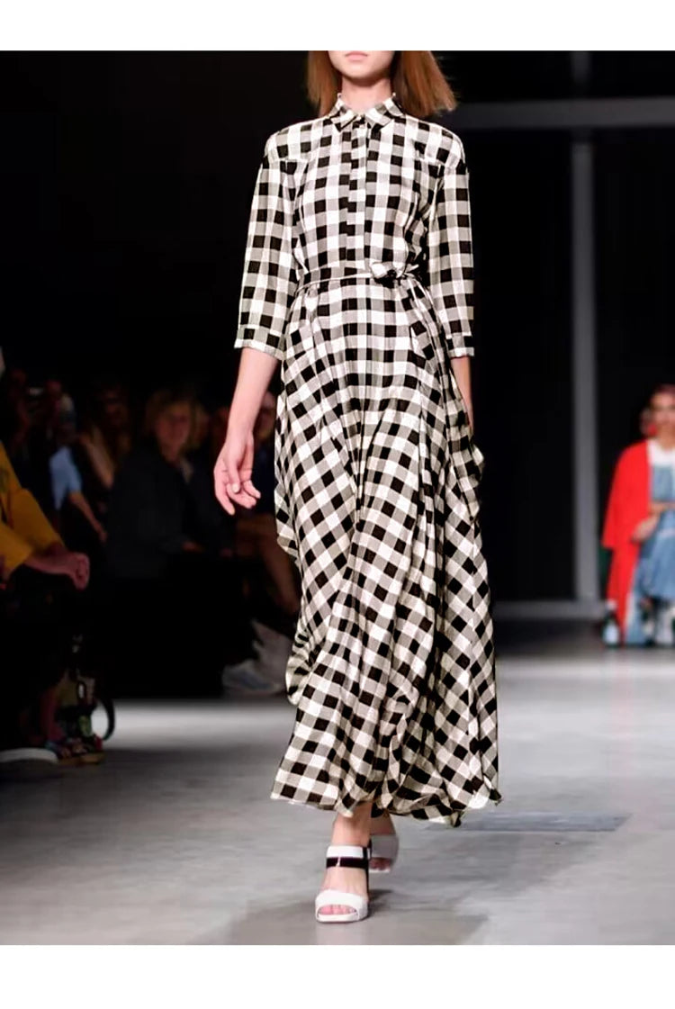 Tori Spring Fashion Frenulum geraffte Taille schmale A-Linie langes Kleid