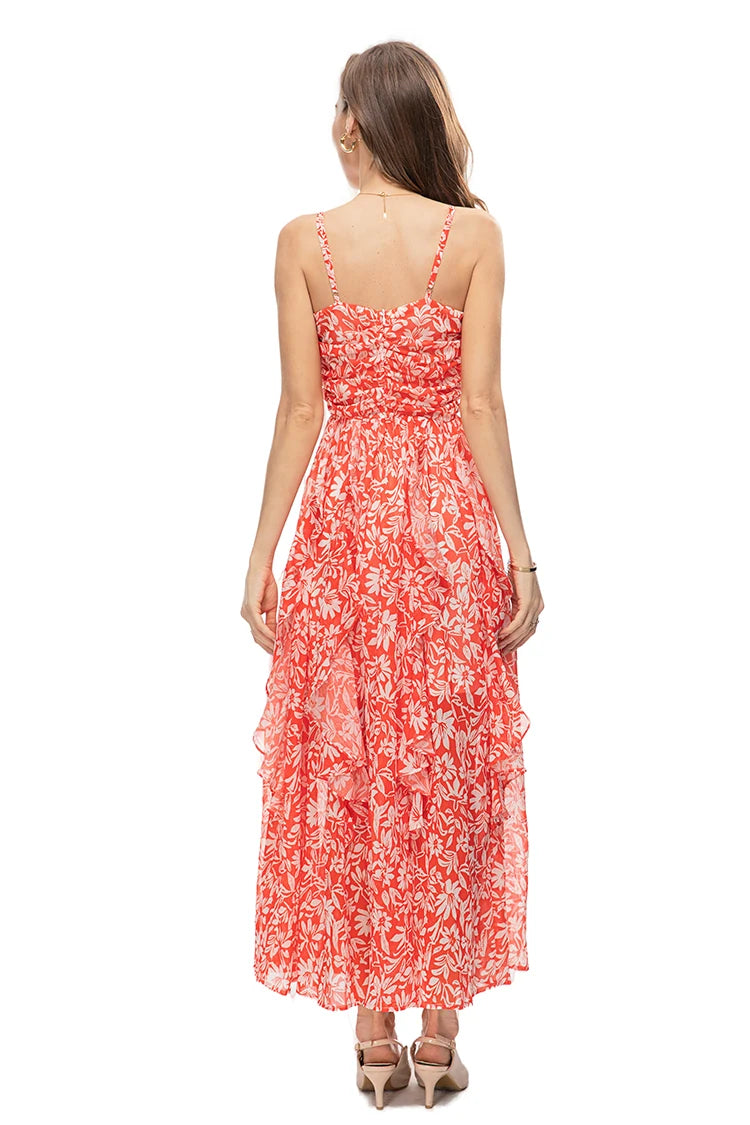 Millie Runway – Langes Bohemian-Kleid für Strandpartys mit Blumenmuster