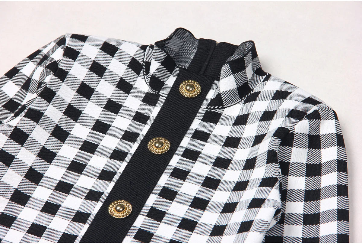 Jessy Plaid Knitting Sweater Dress