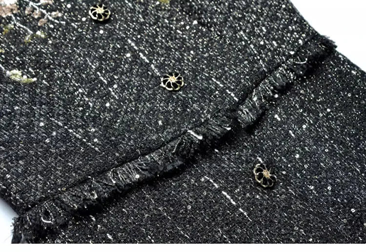 Dulce Sequins Beading Tweed Coat