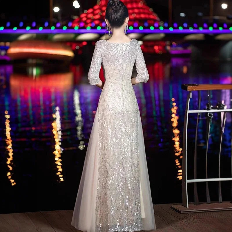 Jaya Evening Gown High-end Banquet Niche Light Luxury Host Steel Companion Conductor Choir Performance Costume Women's Long Dress