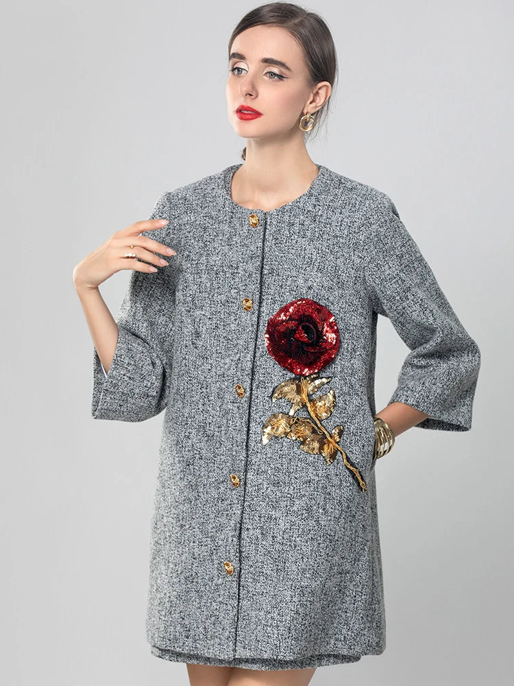 Lara Sequins Appliques Coat